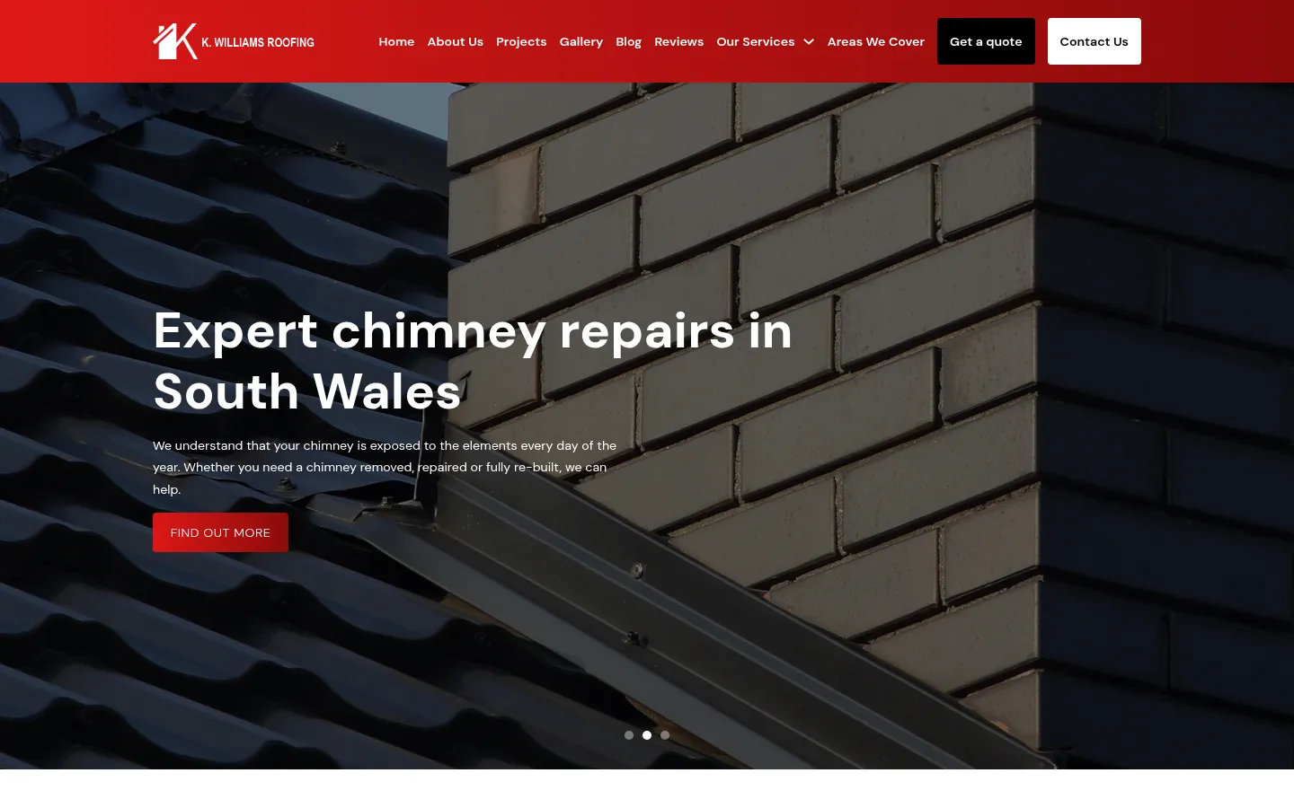 K Williams Roofing website